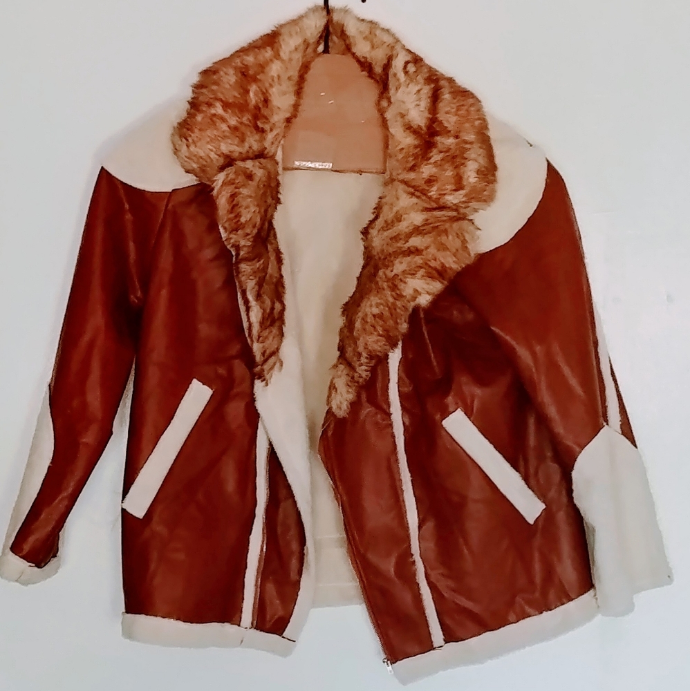 Brand new leather fur coat for mens